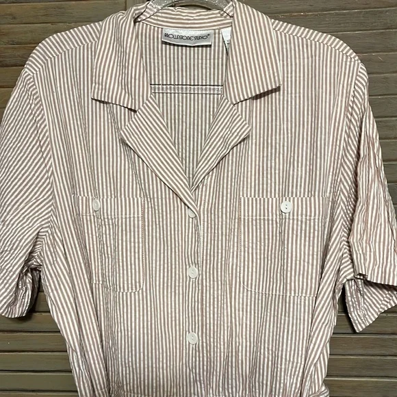 Vintage Brownstone Studio short sleeve, striped, button down dress Size XL - Picture 1 of 8